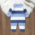 thumbnail image 3 of UAMVSH Newborn Girl Boy Striped Sweater Rompers Fall Winter Long Sleeve Button down Jumpsuits Warm Color Block Infant Outfits(1-3 Months,Light Blue), 3 of 3