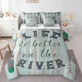 thumbnail image 1 of YST Ensemble de Douillette pour Enfants Lake Life 7 Pcs Format Très Grand, Thème « la Vie Est Meilleure à la Rivière » Ensemble de Courtepointe Réversible, Ensemble de Literie Rustique à Motif Pagaie en Planches de Bois avec Douillette, Drap, Taie d'Oreiller, 1 of 1