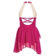 thumbnail image 2 of RUNQHUI Kids Girls Lyrical Dance Dress Shiny Rhinestone Halter Sleeveless Backless Leotards Dress Hot Pink 14, 2 of 5