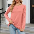 thumbnail image 2 of Timegard Womens Tops Round Neck Long Sleeve Comfy Loose Solid Color Blouse Casual Tops Basic Tee Shirts, 2 of 5
