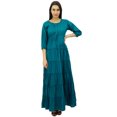thumbnail image 1 of Bimba Robe Maxi d'Été en Coton à Manches 3/4 pour Femme, Taille à Cordon, 1 of 7