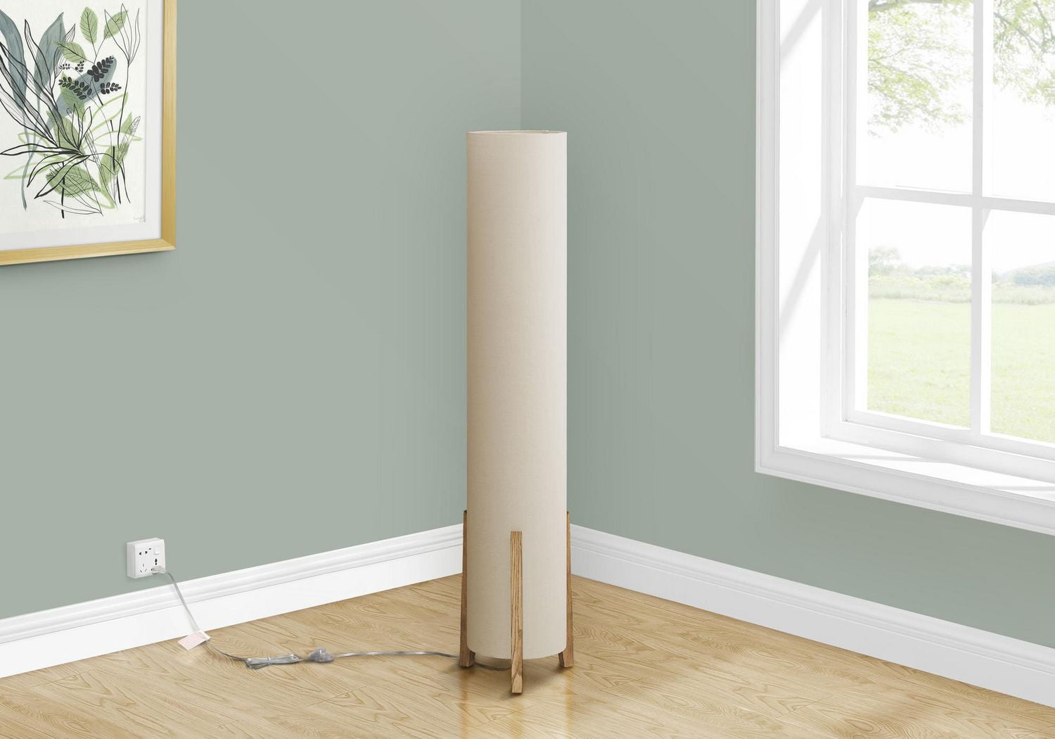 Monarch Specialties Lighting, 50"h, Floor Lamp, Brown Wood Look, Ivory / Cream Shade, Contemporary