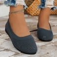 thumbnail image 3 of Dakaela Ballerines pour Femmes à Bout Rond en Tricot à Enfiler Ballerines de Marche Mocassins à Petit Talon Compensé Gris 7,5, 3 of 8