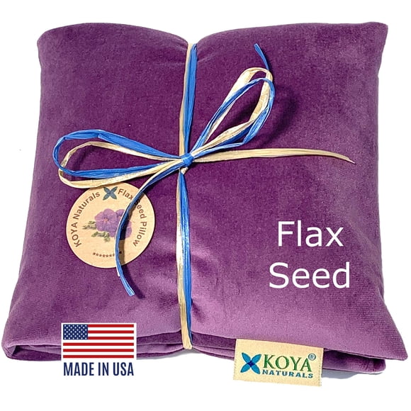 KOYA Naturals Soft Velvet Flax Seed Pillow - Microwave Heating Pad – Microwavable Moist Heat Pack – for Neck, Muscle, Joint, Stomach Pain, Menstrual Cramps – Warm Wrap (Purple)