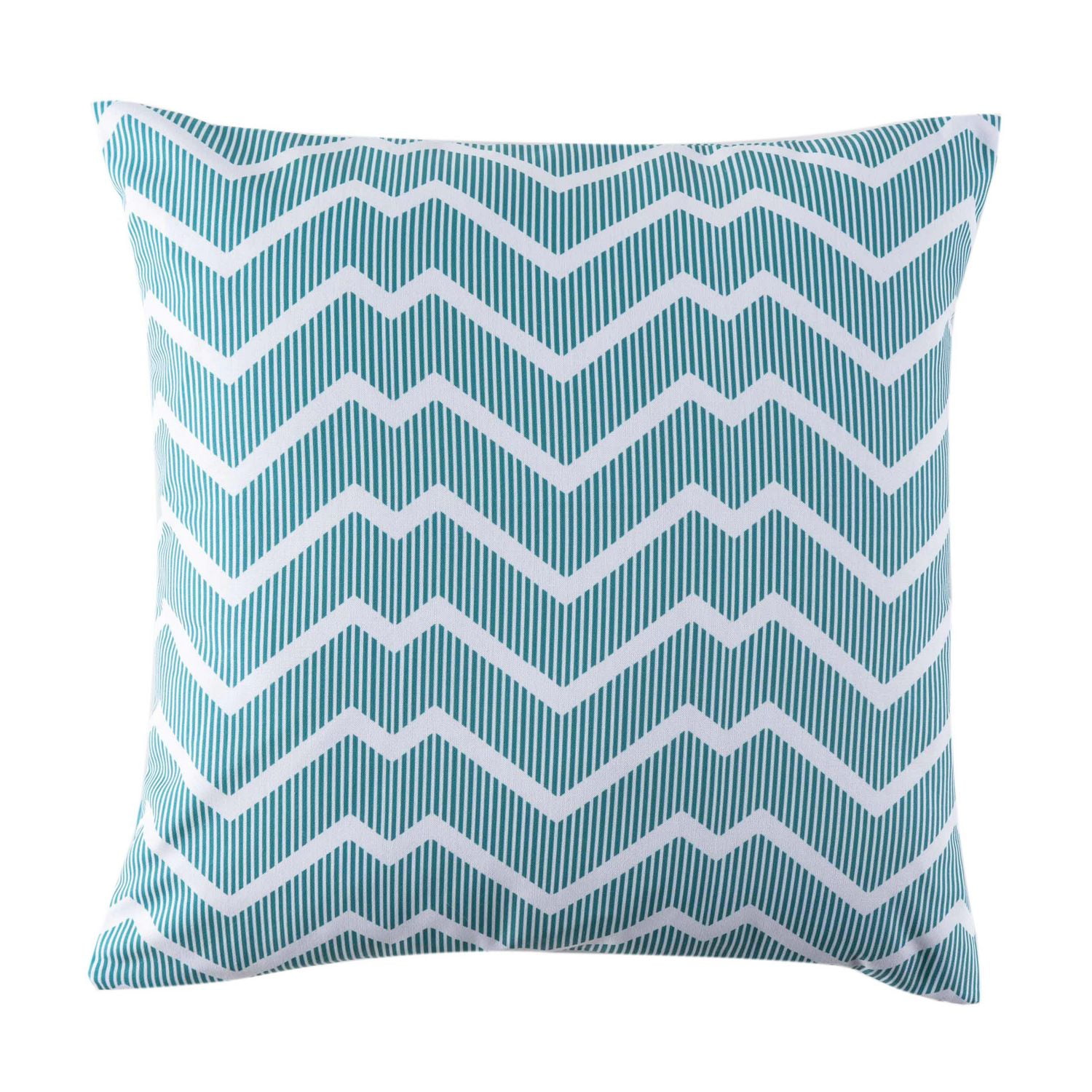 Outdoor Square Cushion 18in - Aqua ZigZag