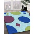 thumbnail image 3 of Ahgly Company Tapis d'Intérieur Lavable à la Machine, Carré, Transitionnel, Bleu Lagon Bleu, Tapis de Zone, 3 Pieds Carré, 3 of 7