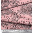 thumbnail image 3 of Soimoi Pink Rayon Fabric London Theme Architectural Printed Fabric 1 Yard 42 Inch Wide, 3 of 3
