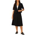 thumbnail image 2 of Unique Bargains Ensemble Tailleur Blazer à Manches Courtes et Jupe pour Femme, Noir, P, 2 of 5