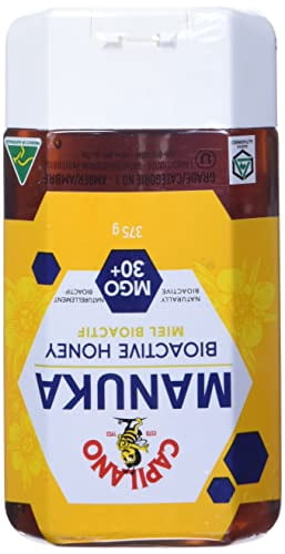 Capilano Manuka Honey Naturally Bioactive MGO30+ 375g. Non Drip. Stand-up Squeeze Bottle. Gluten , Dairy , Egg , Soy and Nut Free. No Additives