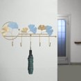 thumbnail image 4 of facefd Ins Light Luxury Hook Wall Hanging Coat Hook Kitchen Wrought Ginkgo Leaf Shape Key Holder Hook Rack Golden Light Blue A, 4 of 8
