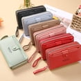 thumbnail image 2 of Coin Purse Smooth Zipper Press Button High Capacity Horizontal Multifunction Pocket Storage Delicate Sewing Long Fold Female Clutch Bag for Work, 2 of 7
