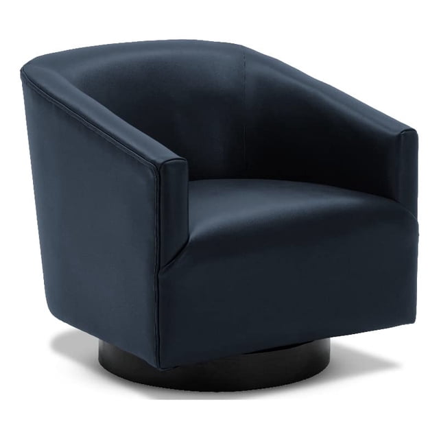 Comfort Pointe Gaven Midnight Blue Faux Leather Wood Base Swivel Chair