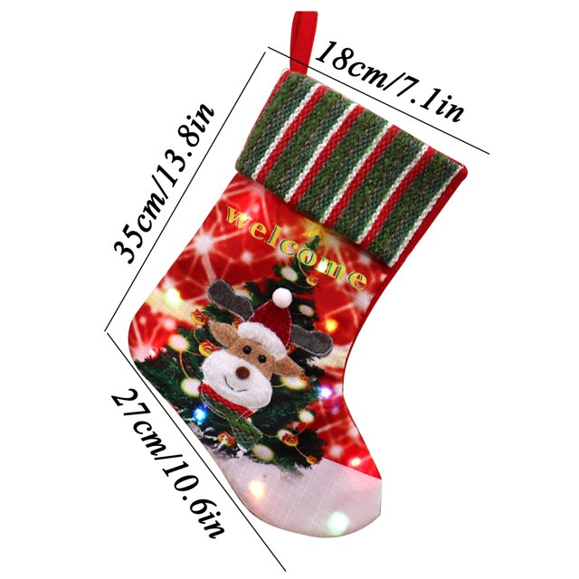Vaidha LED Illuminated Large Christmas Stocking Christmas Decorations