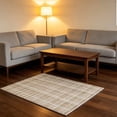 thumbnail image 4 of EGNMCR Tools&Home Improvement Plaid Indoor Area Rug Beige And White Checkered Washable Non Carpet For Living Room Bedroom a Floor, 4 of 4