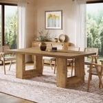 Tribesigns 63-inch Dining Table for 4-6 People, Farmhouse Rectangular Kitchen Table with Strong Geometric Frame, Brown