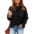 thumbnail image 2 of KIHOUT Printemps Hiver Hauts pour Femmes Mode Manches Longues Col Rond Chandail à Enfiler Couleur Unie Chandail à Capuchon Décontracté Blouse Hauts, 2 of 9