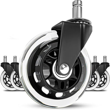 Office chair wheels replacement rubber chair casters for hardwood floors and carpet, set of 5,