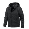 thumbnail image 2 of IROINNID Veste Extérieure pour Hommes Offres Ample Tactique Zip Imperméable Coupe-Vent Randonnée à Capuche, Noir, 2 of 9