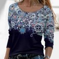 thumbnail image 2 of IROINID Offres Dames Manches Longues T-Shirts Décontractés Imprimé Col Rond T-Shirt Ample Blouse d'Automne Chandail, Bleu Clair, 2 of 5