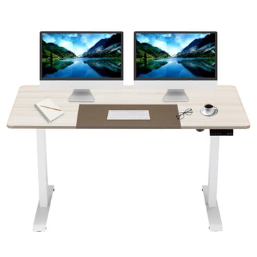 Bureau Debout Électrique Réglable, 47 Pouces x 24 Pouces Bureau Ergonomique pour Bureau à Domicile Assis-Debout avec Plateau à Deux Sections et Commande à 3 Mémoires, Hauteur de 28,3 Pouces à 46,1 Pouces