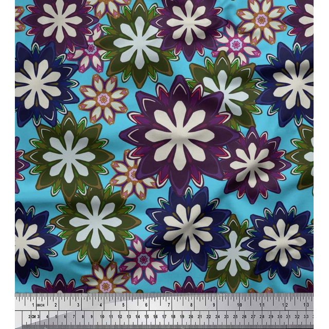 Soimoi Poly Georgette Fabric Artistic Floral Print Sewing Fabric Yard 52 Inch Wide