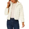 thumbnail image 1 of INSPIRE CHIC Veste Courte Duveteuse pour Femme en Fausse Fourrure à Col Rabattu, Ouverte à l'Avant, TP Blanc, 1 of 5