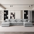 thumbnail image 1 of The Magic Home Canapé Sectionnel Modulaire en Lin en Forme de U à 4 Places, Gris Pâle, 1 of 13
