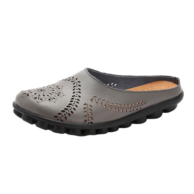 Chaussures pour Femmes Couleur Unie Rétro Creusé Talon Plat Mode Confortable Sandales Décontractées Pantoufles