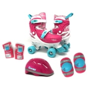 Chicago Skates Kids Adjustable Quad Rollerblades With Accessory Bundle, Pink