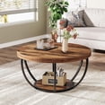 thumbnail image 4 of Tribesigns Table Basse Ronde, Table Basse Industrielle à 2 Niveaux en Forme de Cercle avec Étagères de Rangement, Table Centrale Moderne de 31,7 Pouces en Bois pour Salon, Bureau à Domicile, Brun Rustique, 4 of 9
