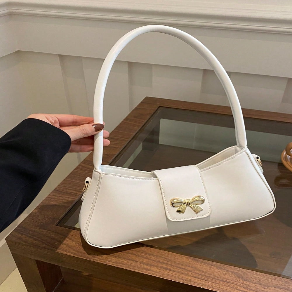 LNGOOR New Arrival Simple Style Shoulder Bag With Bowknot Decor  Fashionable Solid Color Armpit Bag For Women‘s Work Commute And Streetwear