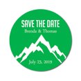 thumbnail image 1 of Darling Souvenir Round 45 Pcs Snowy Mountain Save The Date Stickers Personalized Bride Groom Names And Date Envelope Seals - Green, 1 of 4