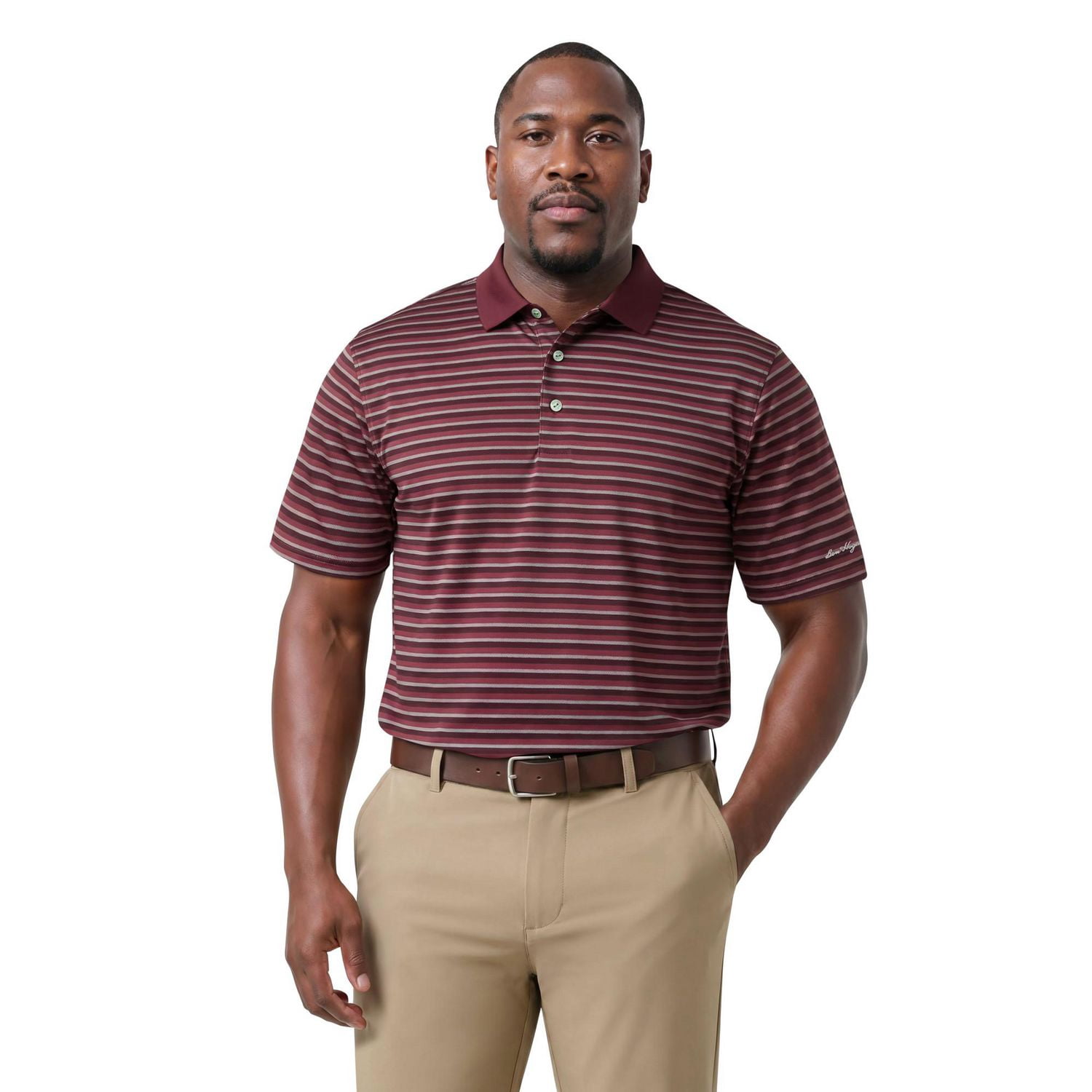 Ben Hogan Performance Men's Herringbone Stripe Golf Short Sleeve Polo Shirt