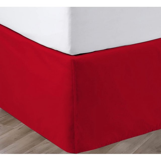 SGI Bedding 9 Inch Pleated Bed Skirt | Microfiber Bed Skirt | Fade Resistant, Wrinkle Free, Anti-static, Decorative, Extra Storage Space, Clutter-Free | Full, Blood Red