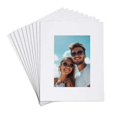 Uxcell 10Pcs Picture Mat 8"x10" Bevel Cut Frame Mattes for Display Art Measuring White