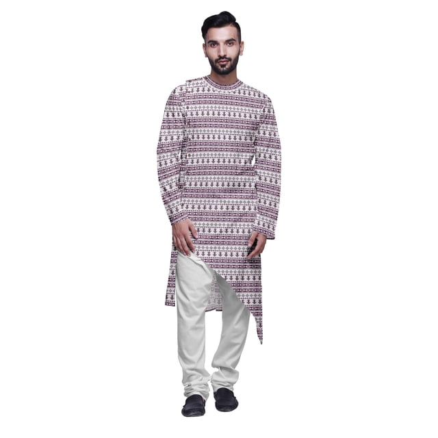 Atasi Printed Casual Asymmetric Kurta Set For Men Designer Long Kurta For Boys
