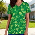 thumbnail image 1 of Mceream Nurse St Patricks Day Shirt for Womens Breathable Plus Size Nurse Working Uniform Shamrocks Print Scrub Tops V Neck Short Sleeve Fun Nursing Uniforms Green S, 1 of 6