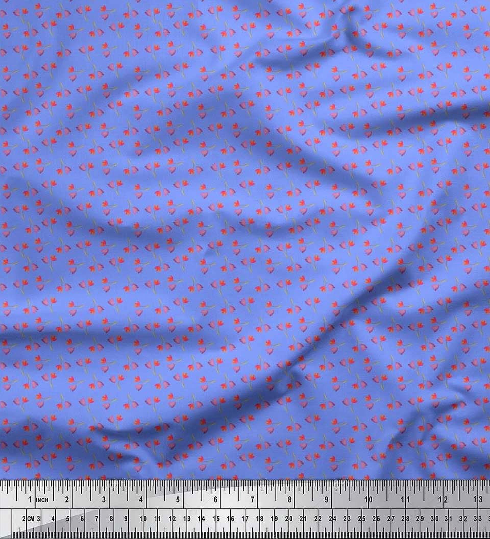 Soimoi Modal Satin Fabric Flower Artistic Fabric Prints by Yard 42 Inch Wide