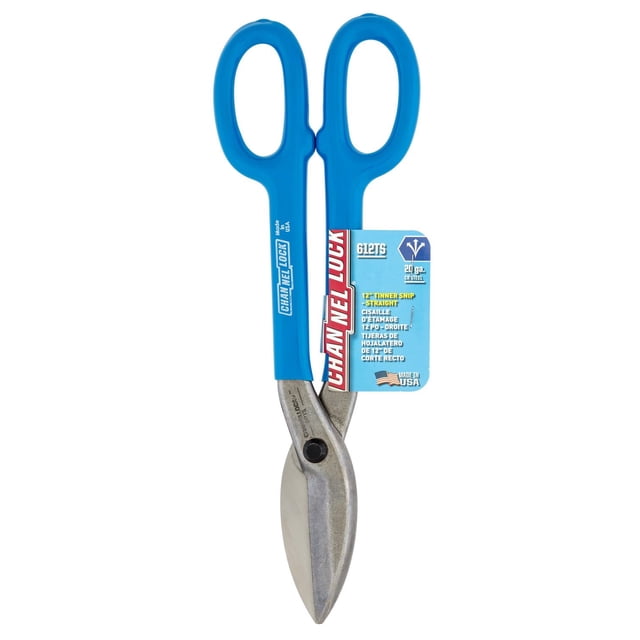 CHANNELLOCK Trancheuse de 12 Pouces avec Poignées Confort Bleues et Lames en Acier Allié au Molybdène Forgé, Conçue pour une Coupe Précise de l'Acier Laminé à Froid de Calibre 20. Convient aux Courbes Droites et Larges en Tôle, Vinyle, Plastique et Matériaux en Caoutchouc.
