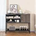 thumbnail image 2 of Gymax Buffet Sideboard w/ Power Outlets & USB Ports Wine Racks & Storage Shelves Rustic Grey & Black, 2 of 10