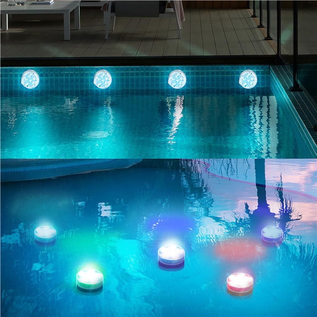 LED Windmill Light Waterproof Swimming Pool Marquee Light Replaceable Battery Windmill Underwater Light with Remote Control for Hotel