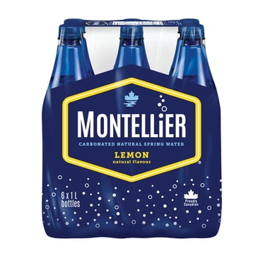 Montellier Lemon Carbonated Natural Spring Water 6 x 1 L, Bottles