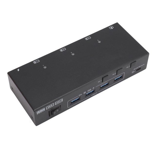Interface Multimédia HD KVM Switch, Interface Multimédia USB HD Switcher à Affichage Étendu, Sélecteur Interface Multimédia USB HD 5Gbps, pour 3 Ordinateurs 2 Moniteurs et 4 Ports USB 3.0