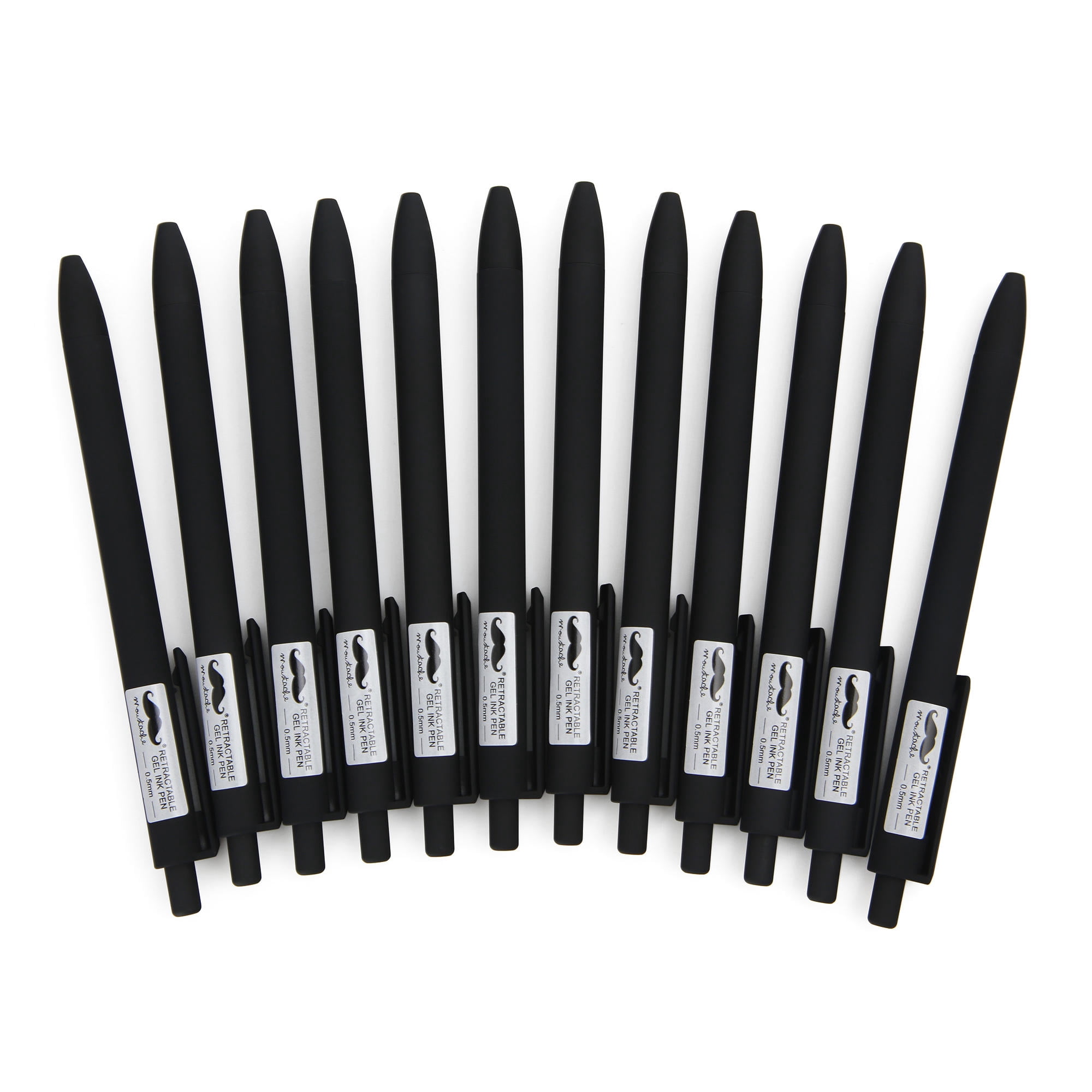 Moustache® Retractable Gel Pens, 0.5mm Point, Black Ink, 12 Count