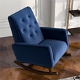 thumbnail image 4 of Fauteuil Berçant pour Chambre de Bébé en Velours Bleu Dalston, Dossier Fixe, Style Mi-Siècle Moderne, 4 of 6