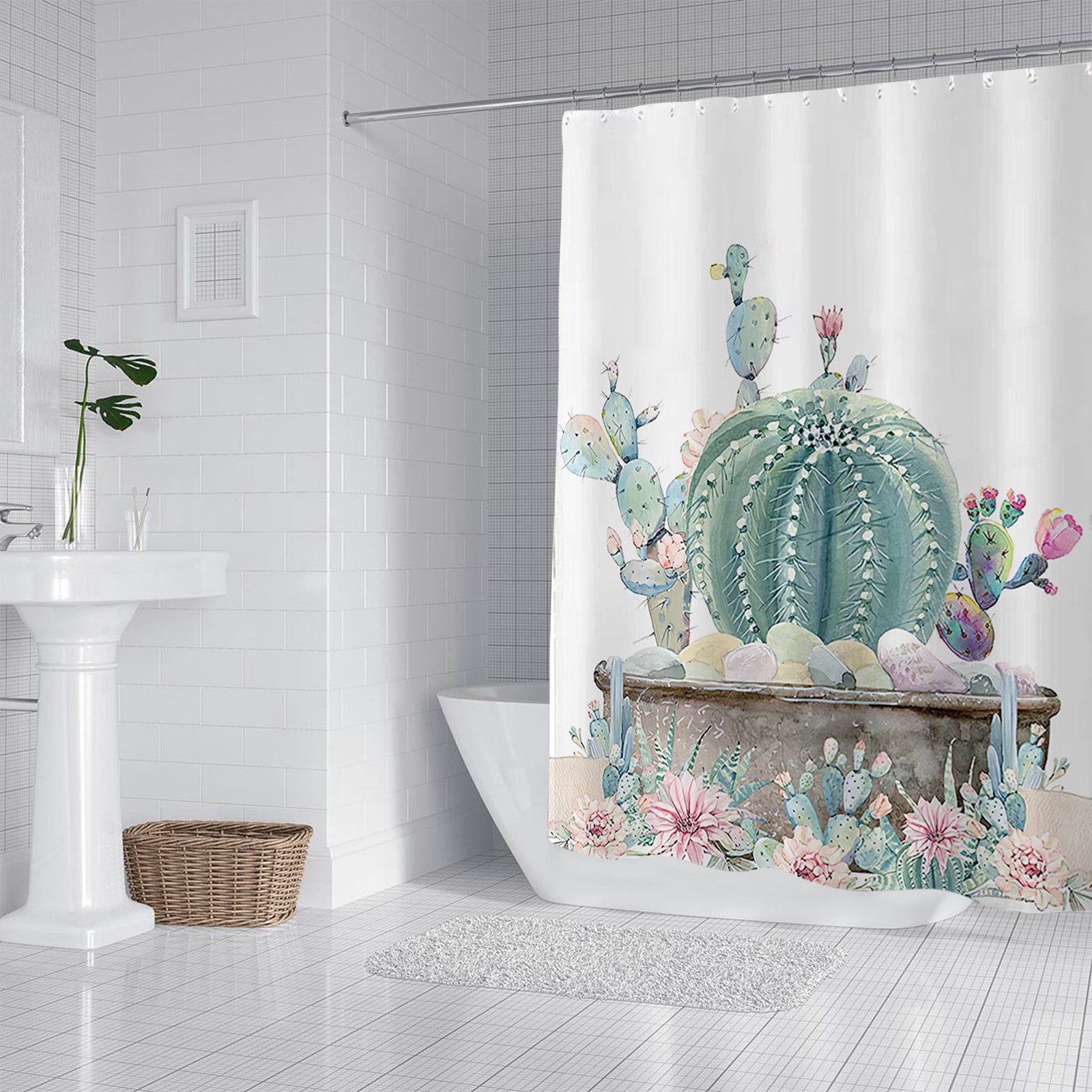 Chmadoxn Bathroom Accessories Polyester Shower Curtain, And Polyester, Quick-Drying, Weighted Hem, Shower Curtains Set For Bathroom ， Tropical Leaves shower curtain