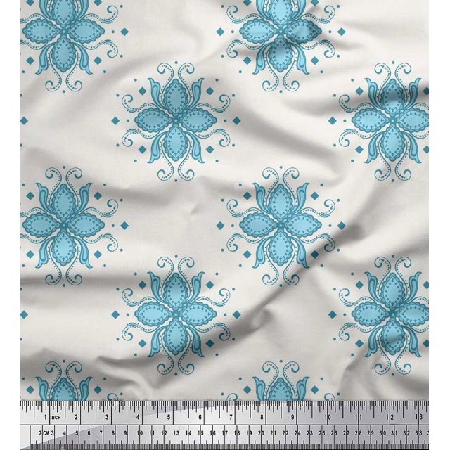 Soimoi Rayon Fabric Flower Artistic Print Fabric by Yard 56 Inch Wide