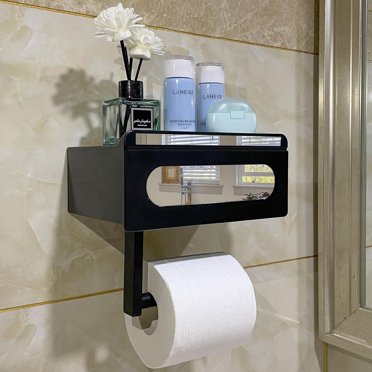Toilet Paper Holder with Shelf Toilet Tissue Holder Wipes Dispenser Stainless Steel Toilet Paper Holder with Storage Drawer, Self Adhesive Wall Mount Organizer for Bathroom