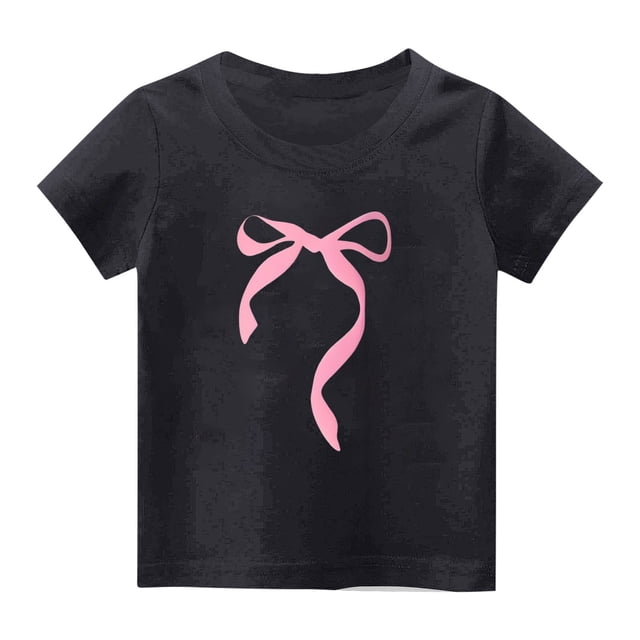 T-Shirt Confortable à Manches Courtes Décontracté pour Fille HVOBBTY, Haut à Manches Courtes à Col Rond Imprimé de Lettres Décontracté pour Filles Noir, 13 Ans