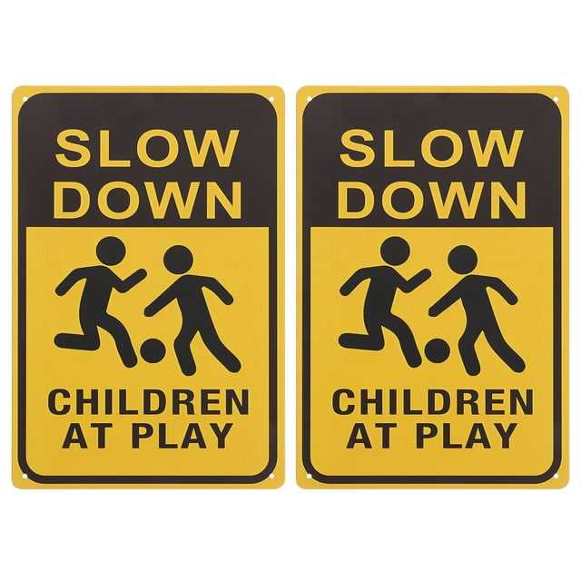 Slow Down Sign 2pcs Children At Play Sign Kids At Play Yard Sign Child Safety Caution Signs Warning Sign For Street Lawn Neighborhoods